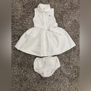 Ralph Lauren White Sleeveless Dress with Matching Diaper Cover size 24 M NWOT